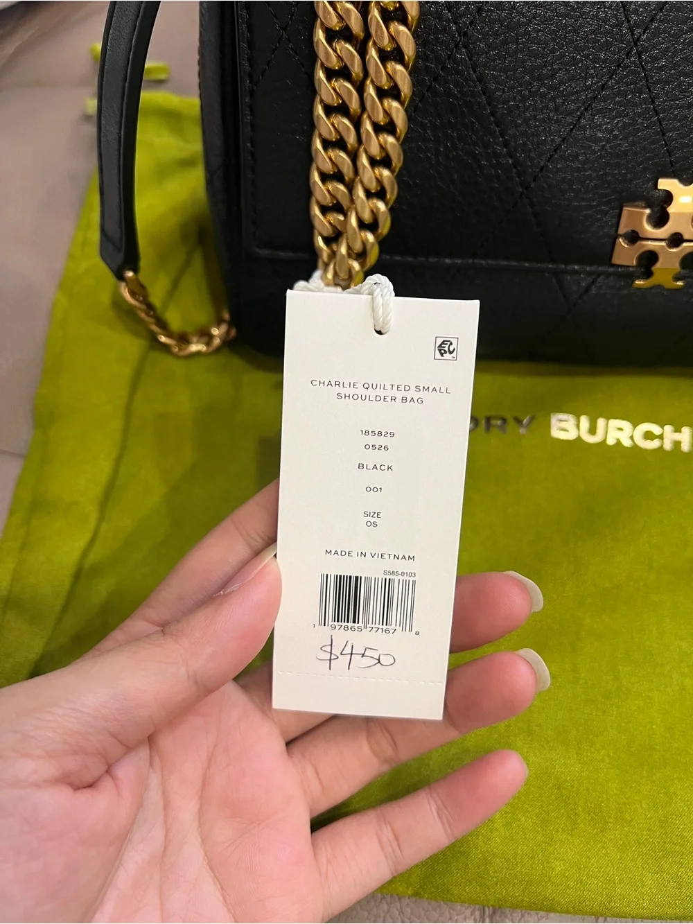 NWT Tory Burch SMALL CHARLIE QUILTED SHOULDER BAG